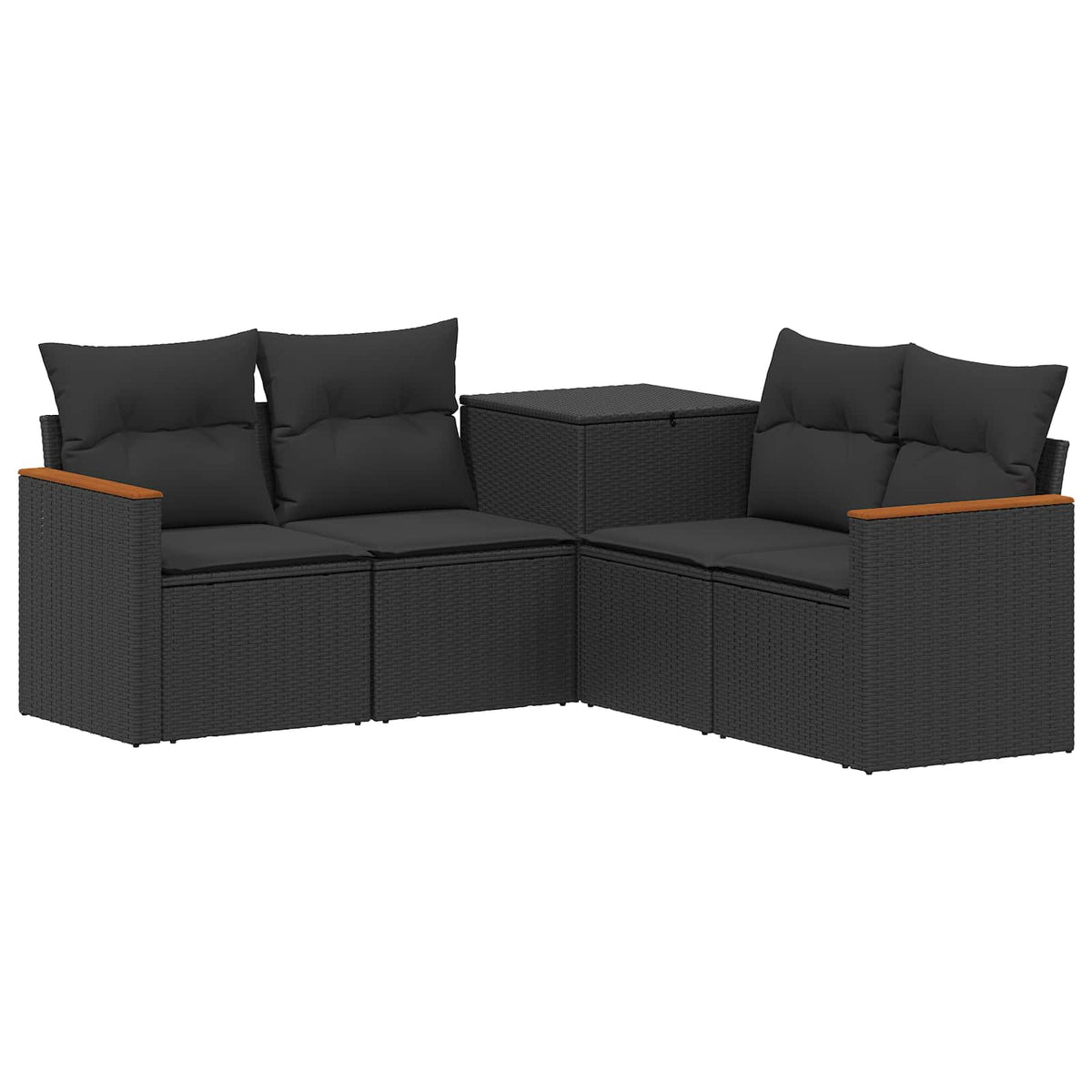 Set sofe 5 kom. Crna Poli Rattan i čelik