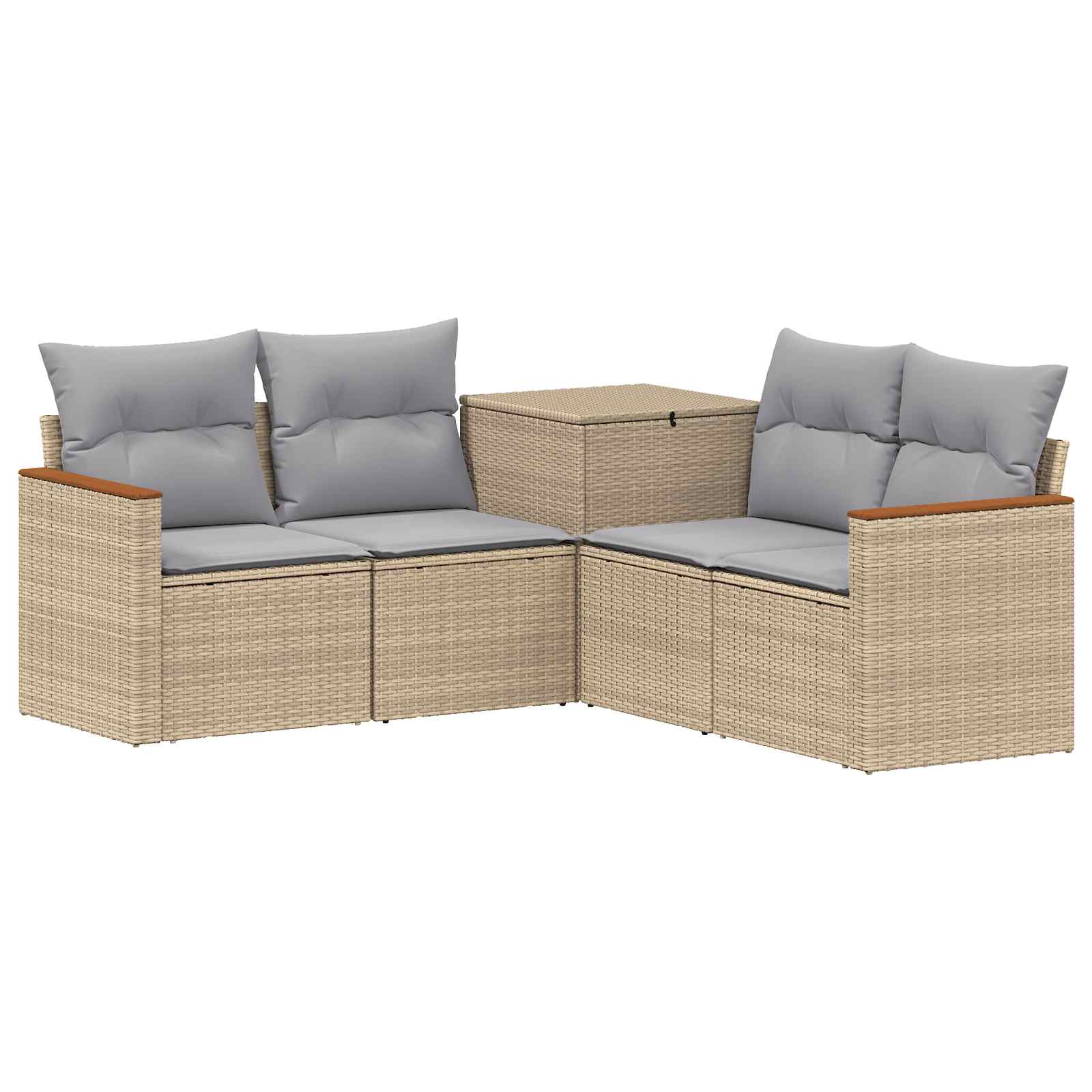 Set sofe 5 kom. Bež i svijetlo siva Poli Rattan i čelik