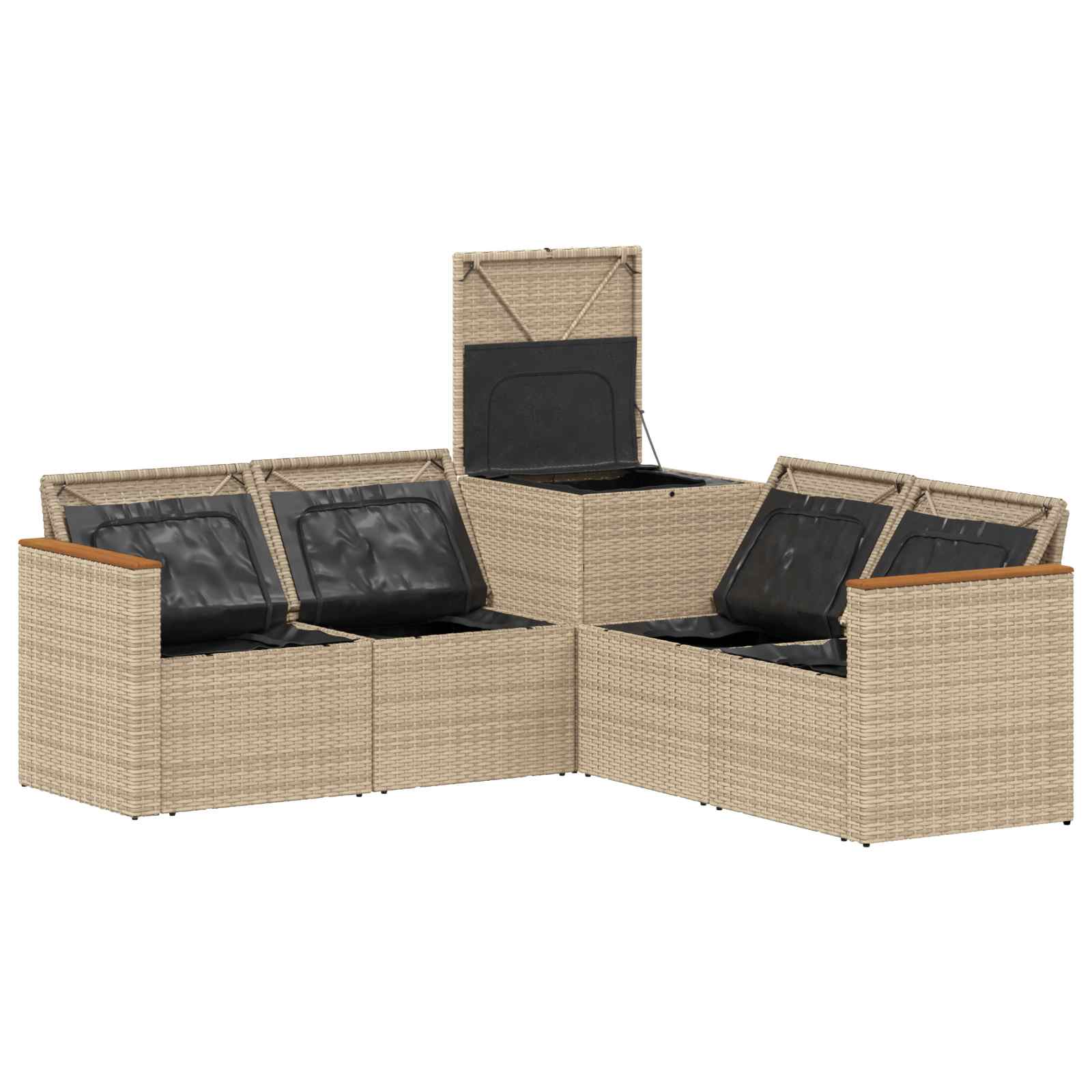 Set sofe 5 kom. Bež i svijetlo siva Poli Rattan i čelik
