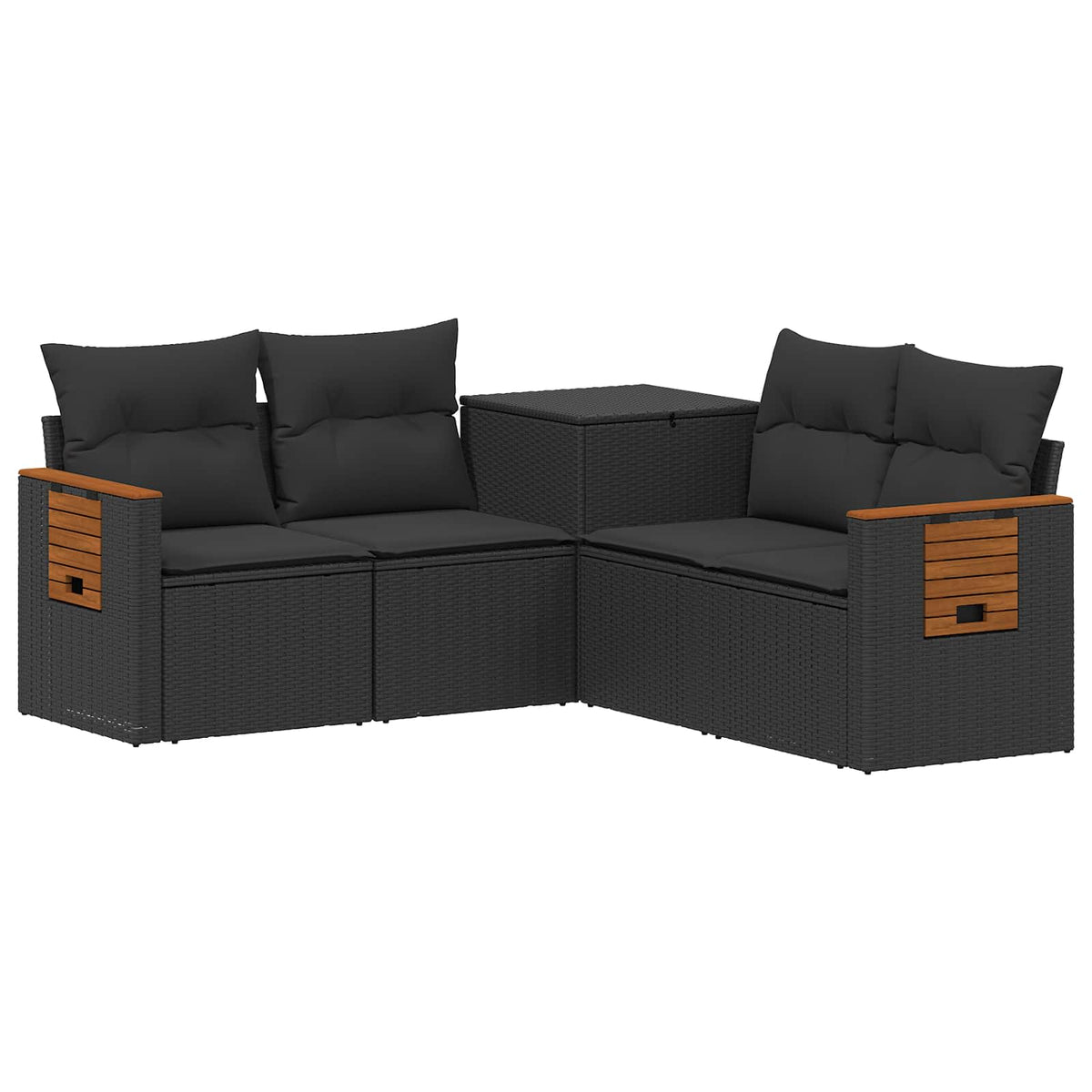 Set sofe 5 kom. Crna Poli Rattan i čelik