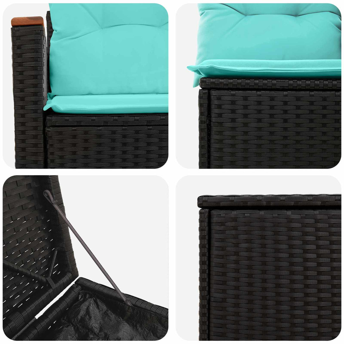 Set sofe 5 kom. Crna i Plava 179 x 179 x 85 cm