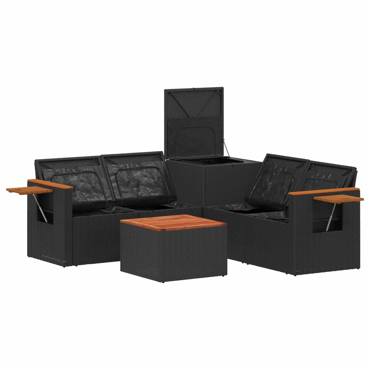 Set sofe 5 kom. Crna i Plava 179 x 179 x 85 cm