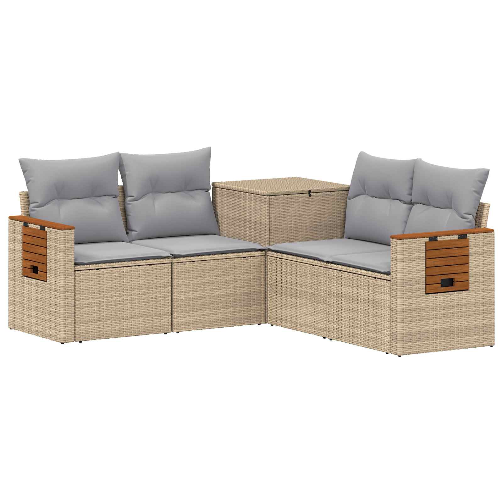 Set sofe 5 kom. Bež i svijetlo siva Poli Rattan i čelik