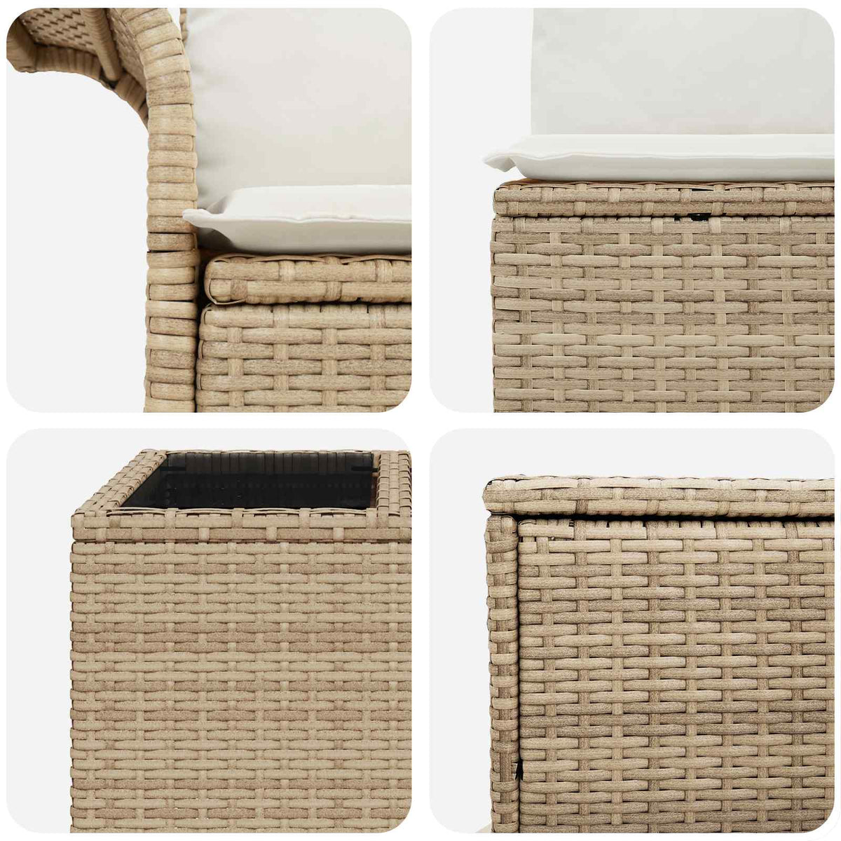 Set sofe 8 kom. Bež i krem bijela Poli Rattan i čelik