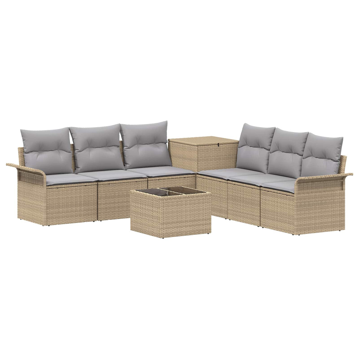 Set sofe 8 kom. Bež i svijetlo siva Poli Rattan i čelik