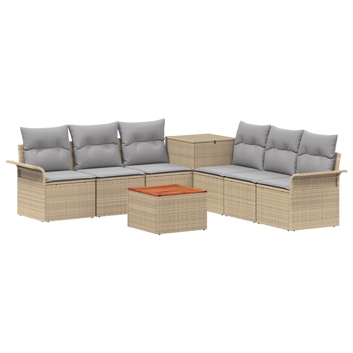 Set sofe 8 kom. Bež i svijetlo siva Poli Rattan i čelik