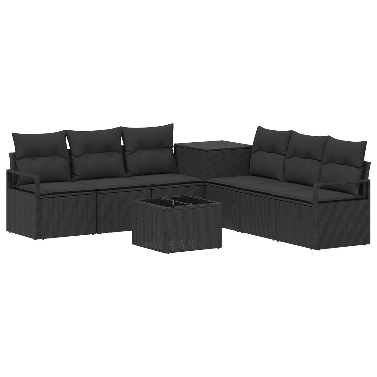 Set sofe 8 kom. Crna Poli Rattan i čelik