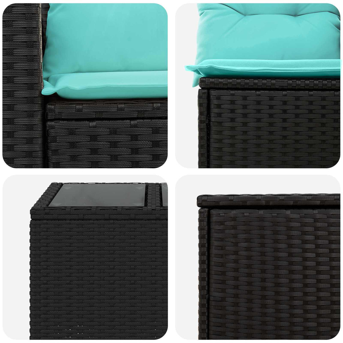 Set sofe 8 kom. Crna i Plava 55 x 55 x 37 cm
