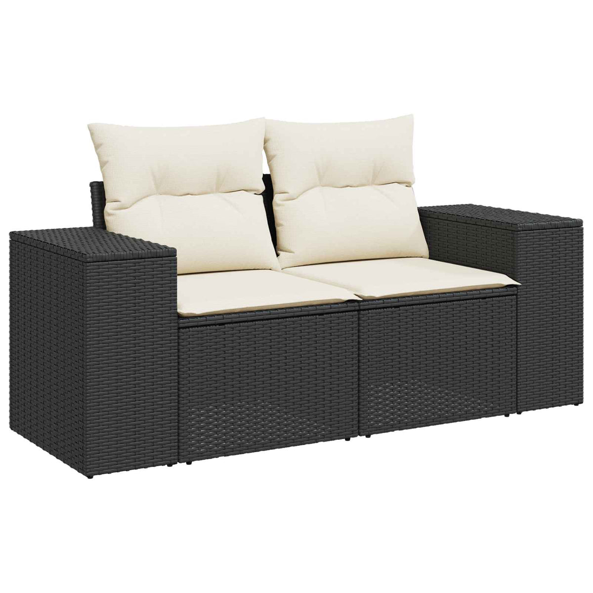 Set sofe 8 kom. Crna i krem-bijela Poli Rattan i čelik
