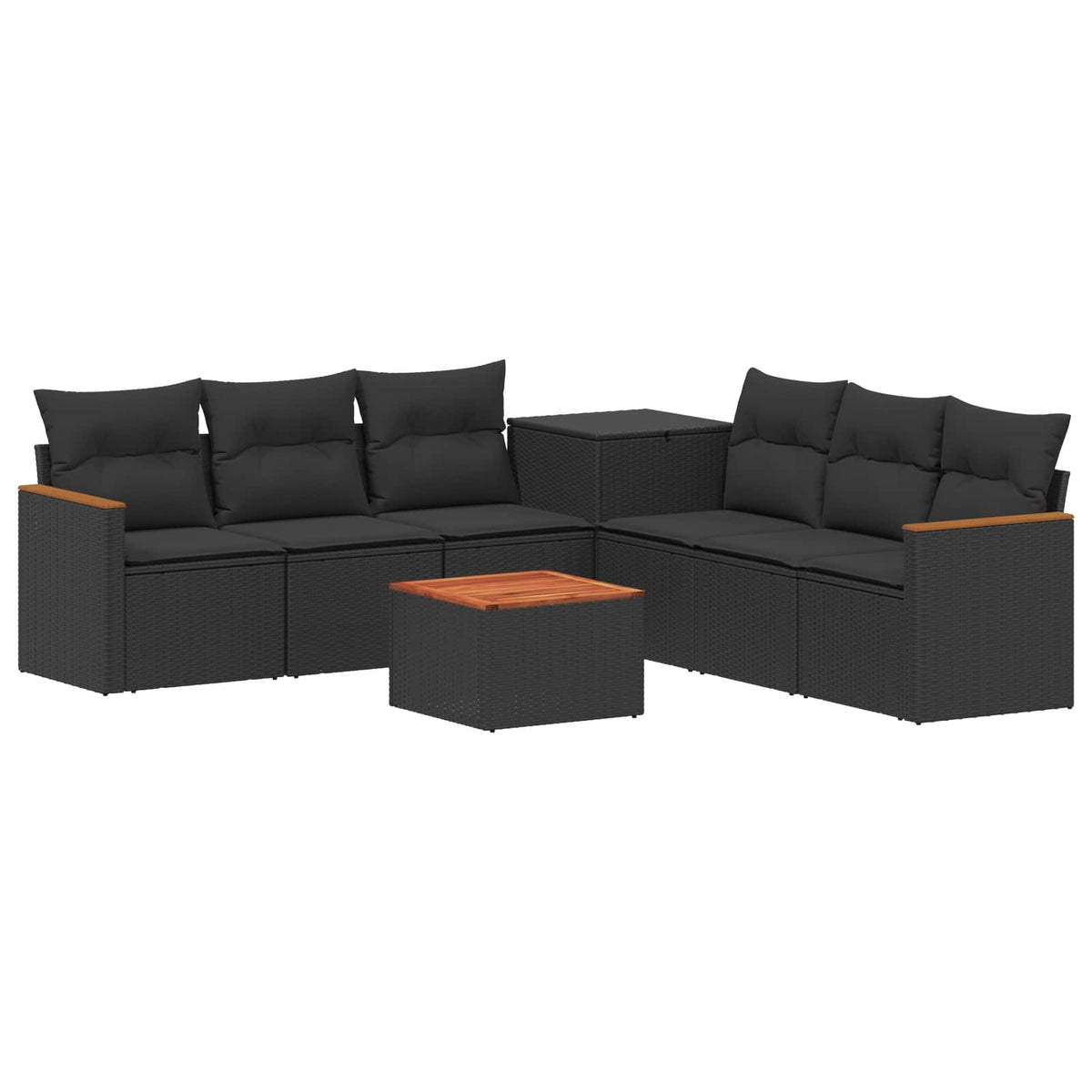 Set sofe 8 kom. Crna Poli Rattan i čelik