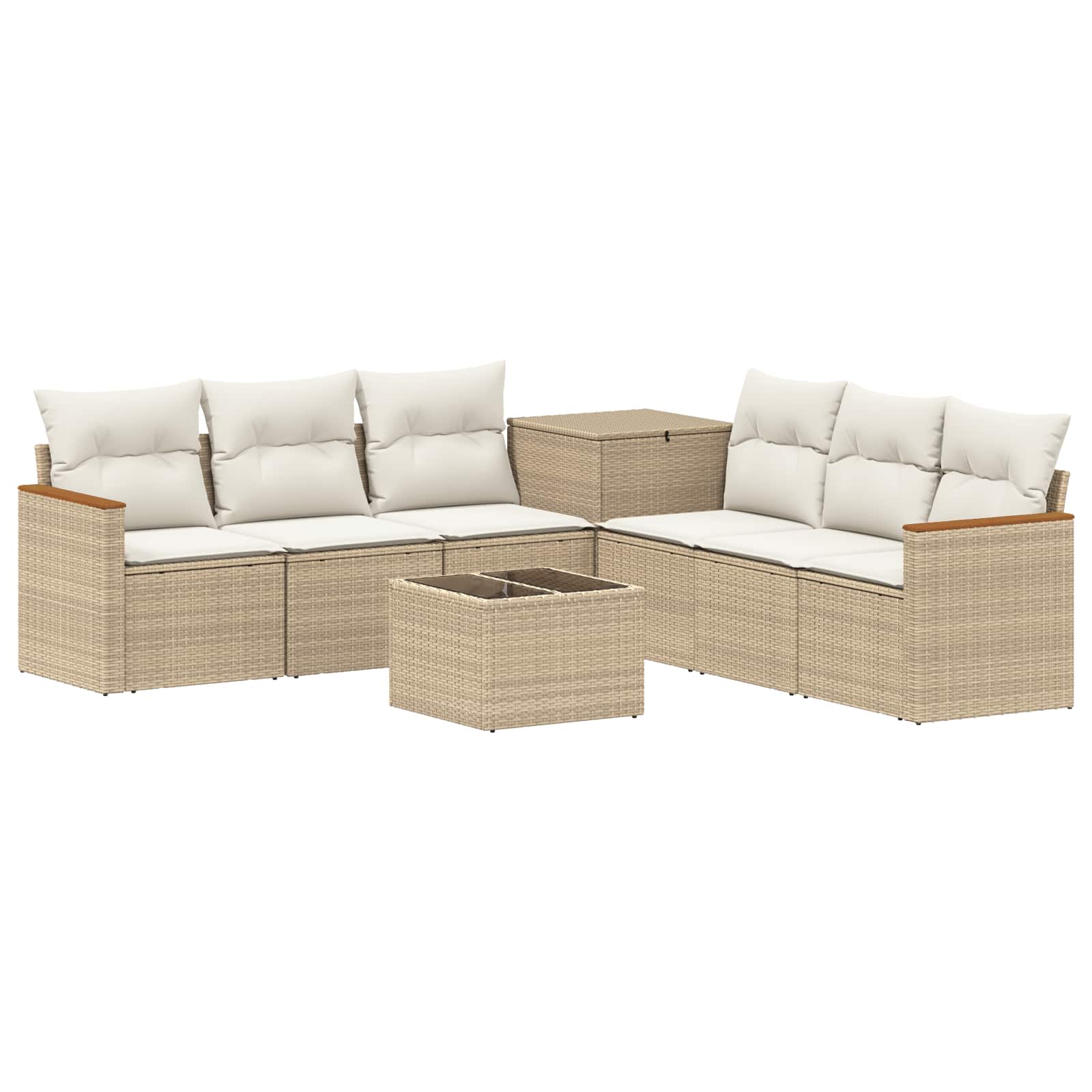 Set sofe 8 kom. Bež i krem bijela Poli Rattan i čelik