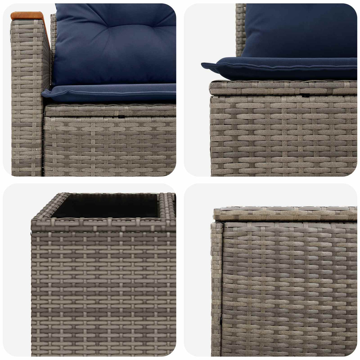 Set sofe 8 kom. Siva i tamnoplava 55 x 55 x 37 cm