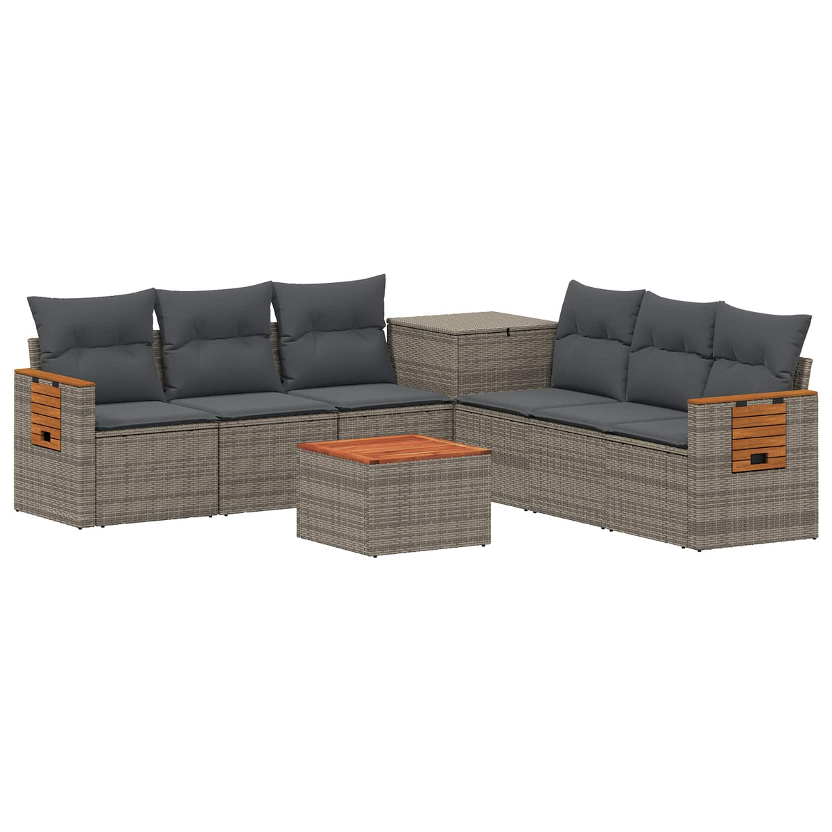 Set sofe 8 kom. Siva i tamno siva Poli Rattan i čelik