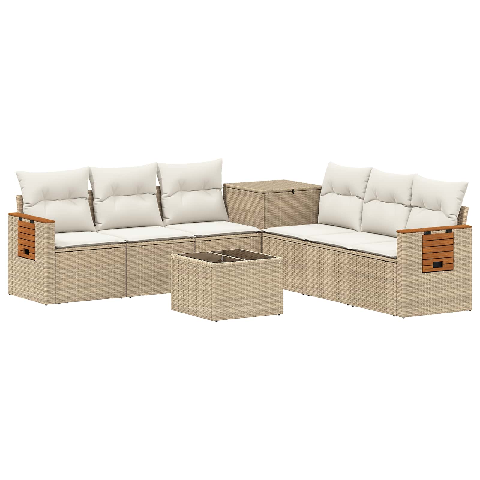 Set sofe 8 kom. Bež i krem bijela Poli Rattan i čelik