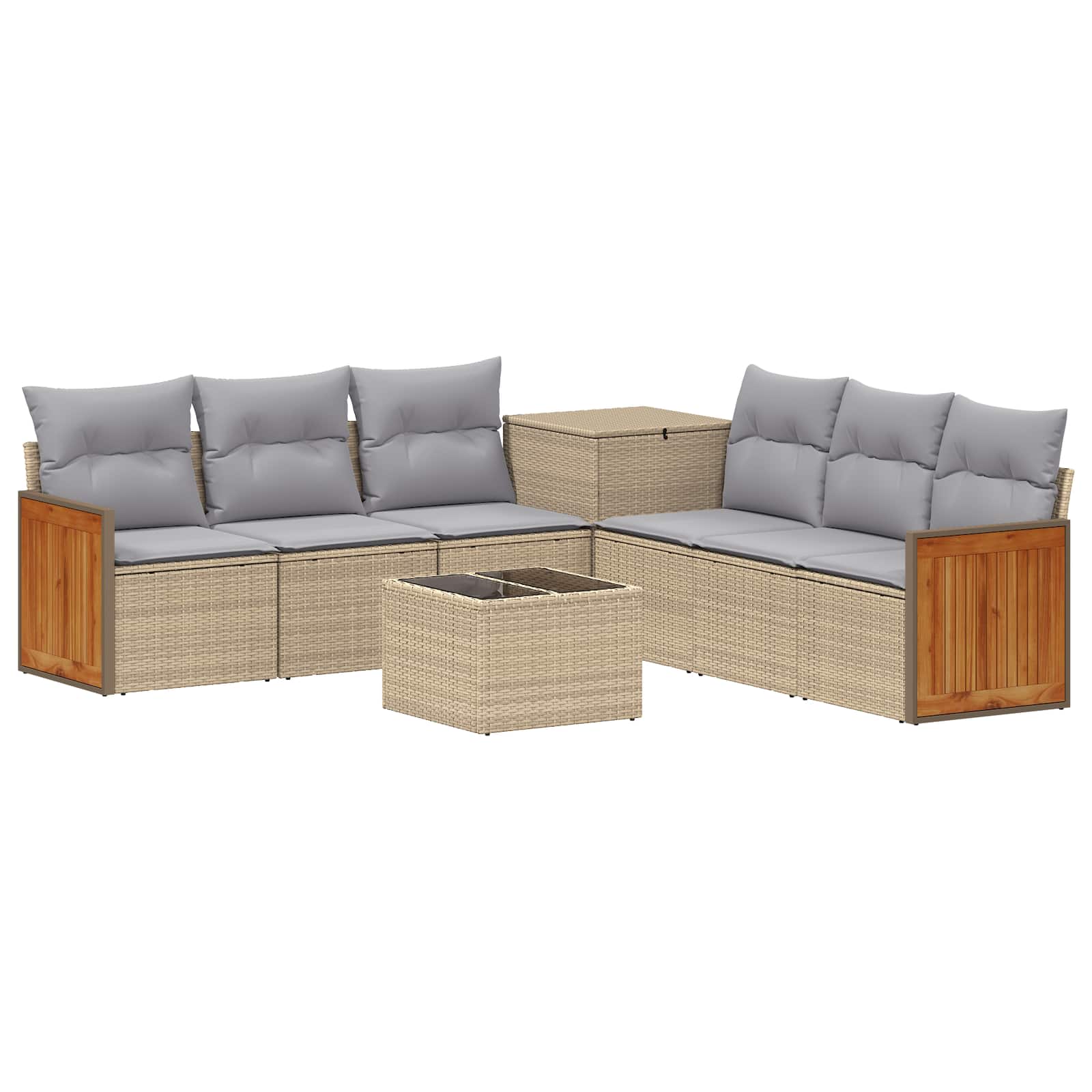Set sofe 8 kom. Bež i svijetlo siva Poli Rattan i čelik