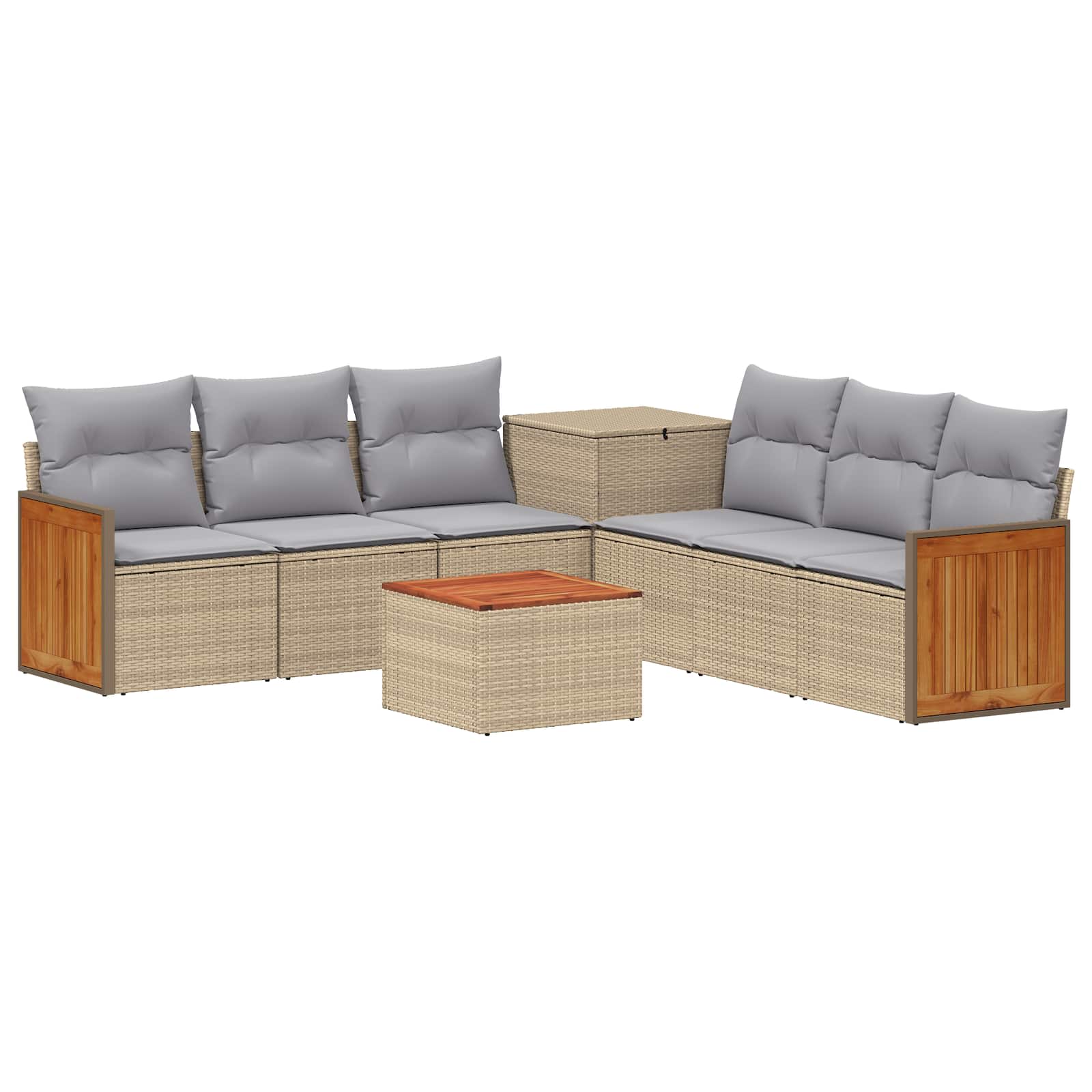 Set sofe 8 kom. Bež i svijetlo siva Poli Rattan i čelik