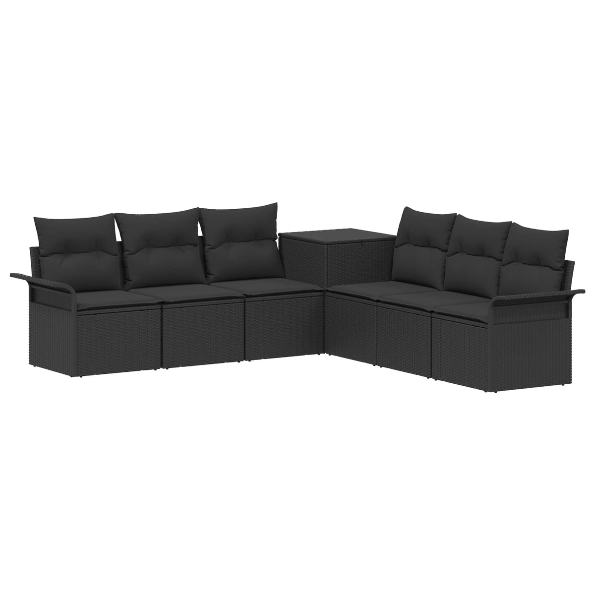 Set sofe 7 kom. Crna Poli Rattan i čelik