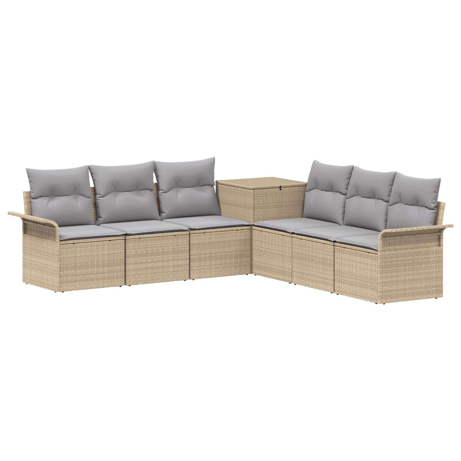 Set sofe 7 kom. Bež i svijetlo siva Poli Rattan i čelik