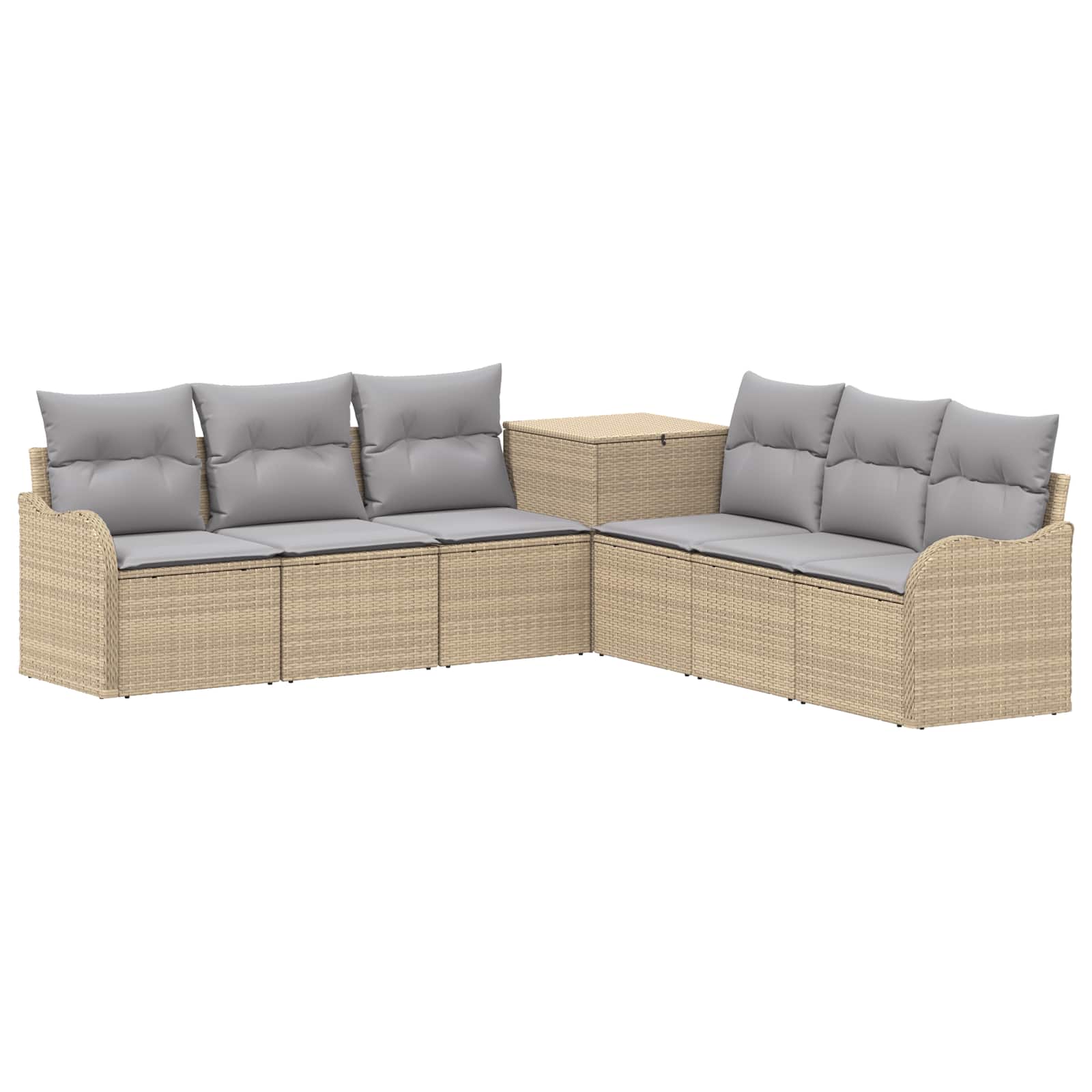 Set sofe 7 kom. Bež i svijetlo siva Poli Rattan i čelik