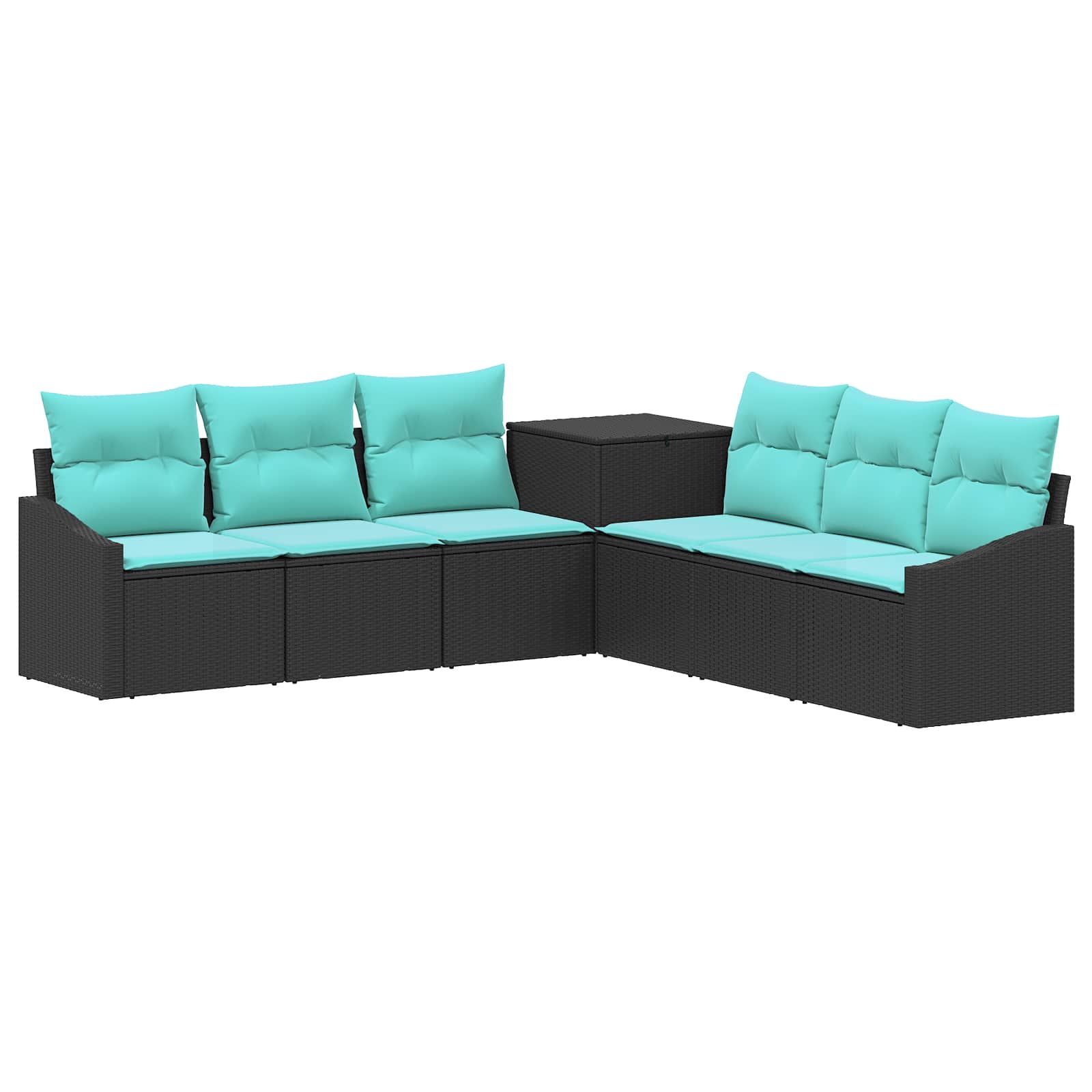 Set sofe 7 pcs Crna i Plava Poli Rattan i čelik