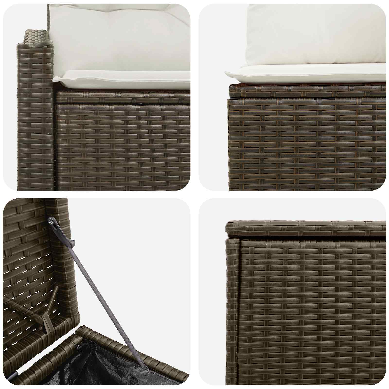 Set sofe 7 pcs Smeđa i krem bijela Poli Rattan i čelik