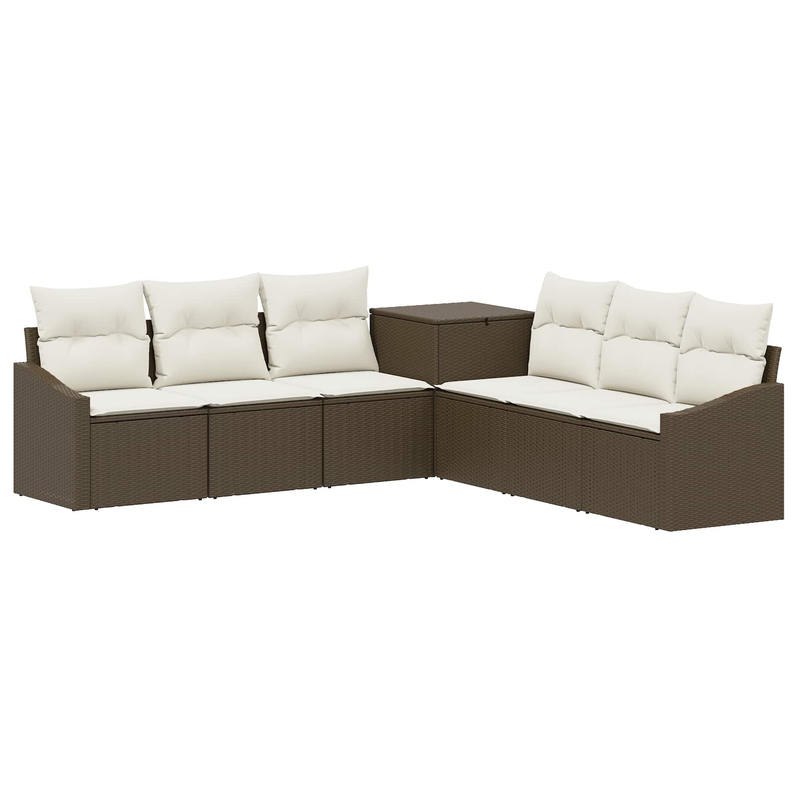 Set sofe 7 pcs Smeđa i krem bijela Poli Rattan i čelik