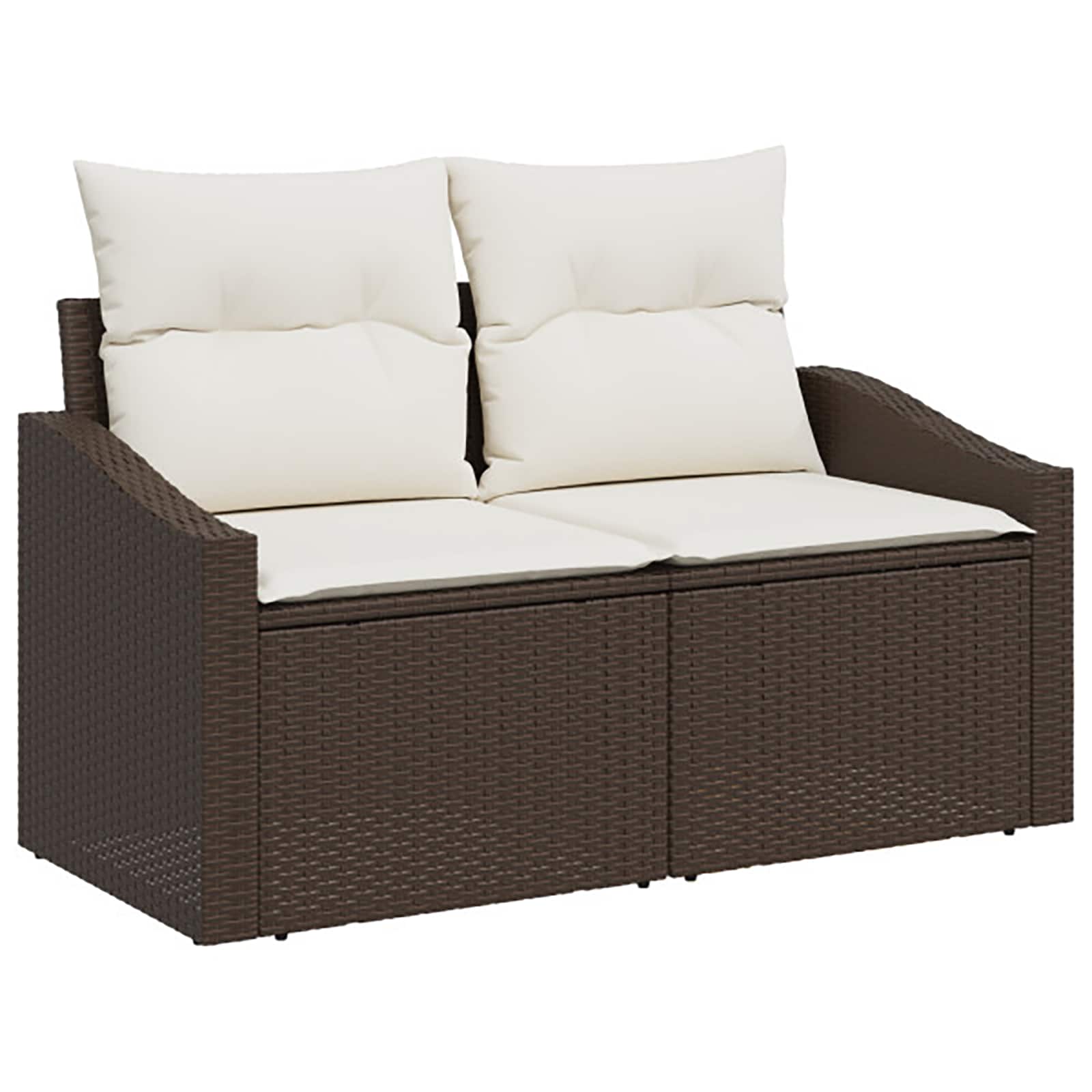 Set sofe 7 pcs Smeđa i krem bijela Poli Rattan i čelik