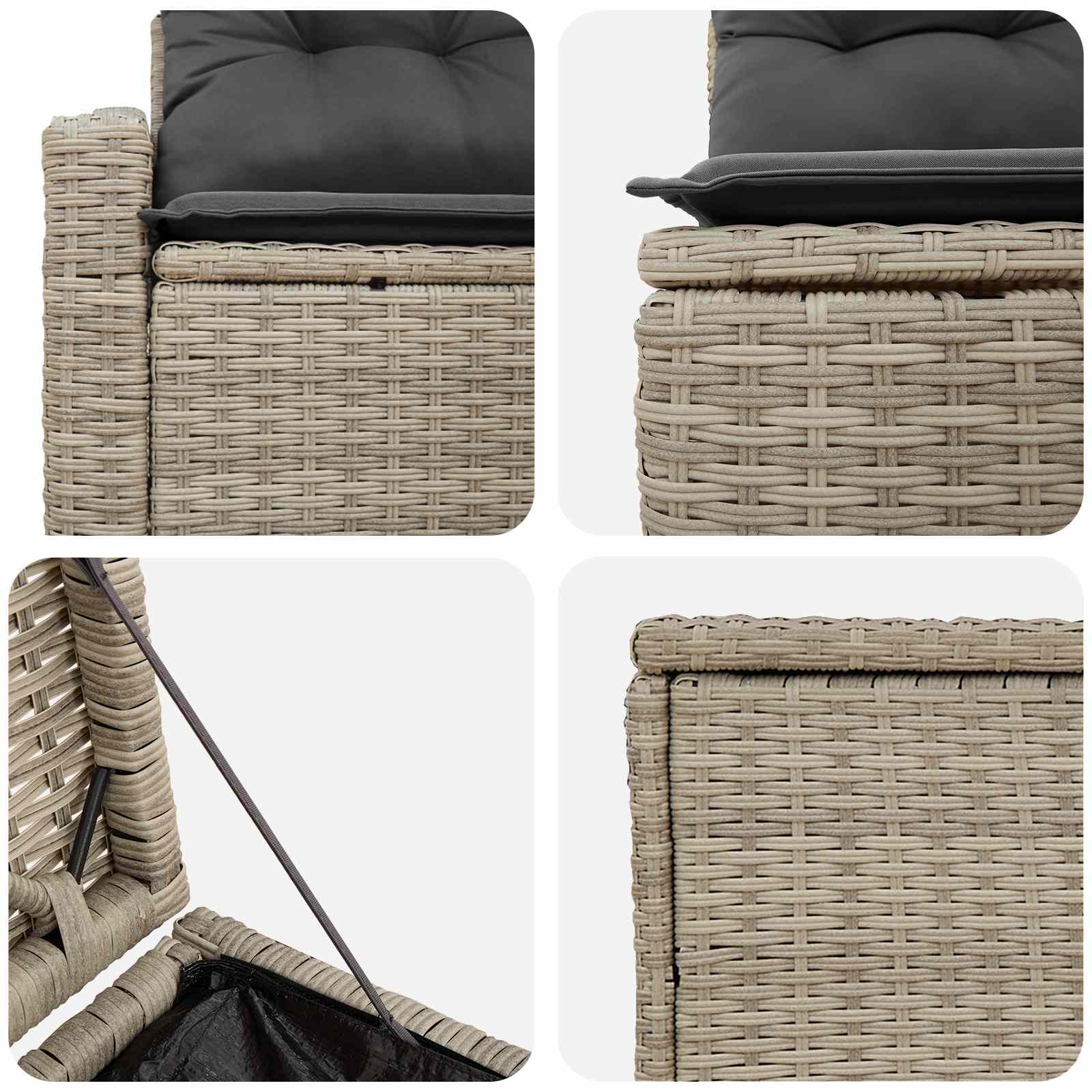 Set sofe 7 pcs Svijetlo siva i tamno siva Poli Rattan i čelik
