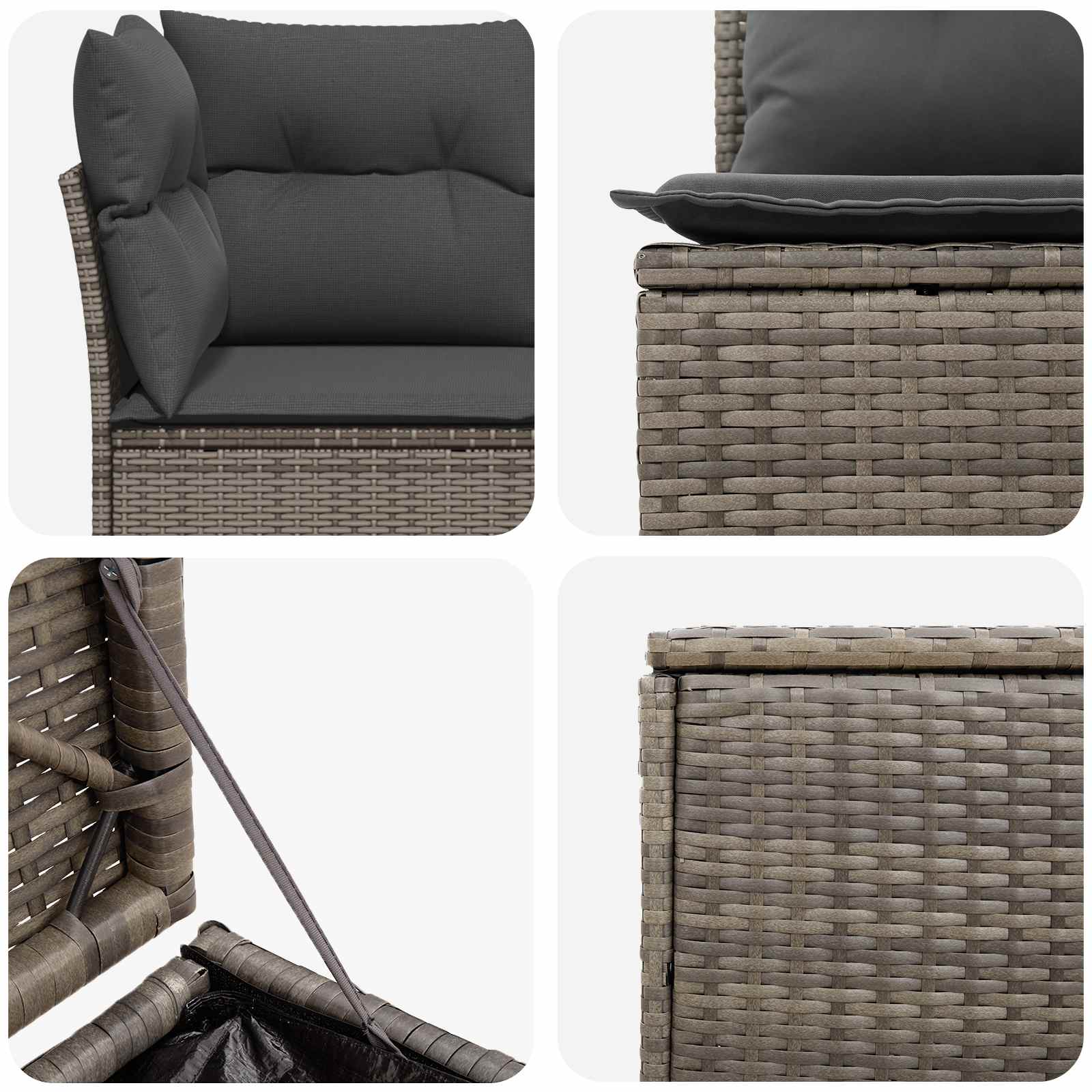 Set sofe 7 pcs Siva i tamno siva Poli Rattan i čelik