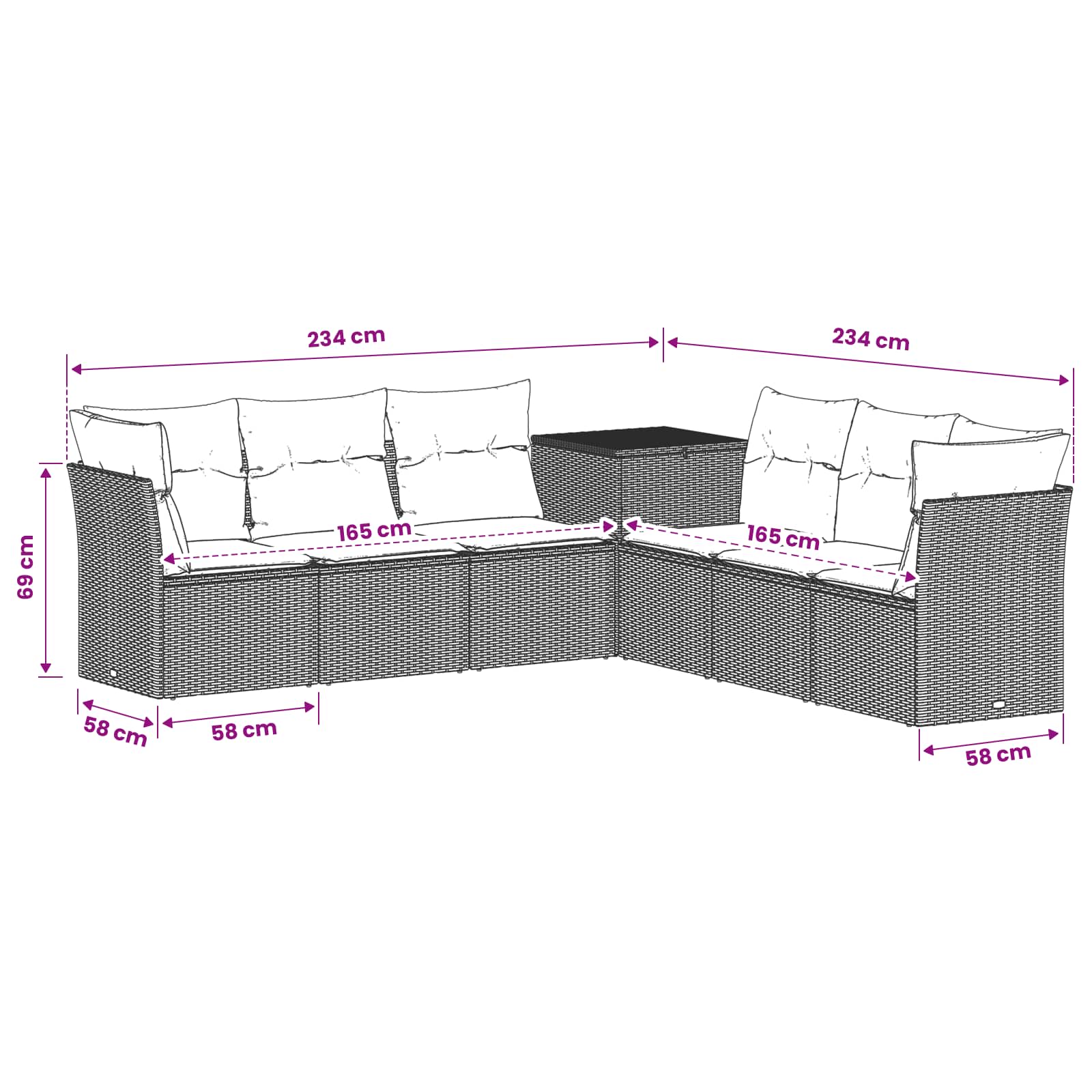 Set sofe 7 pcs Siva i tamno siva Poli Rattan i čelik