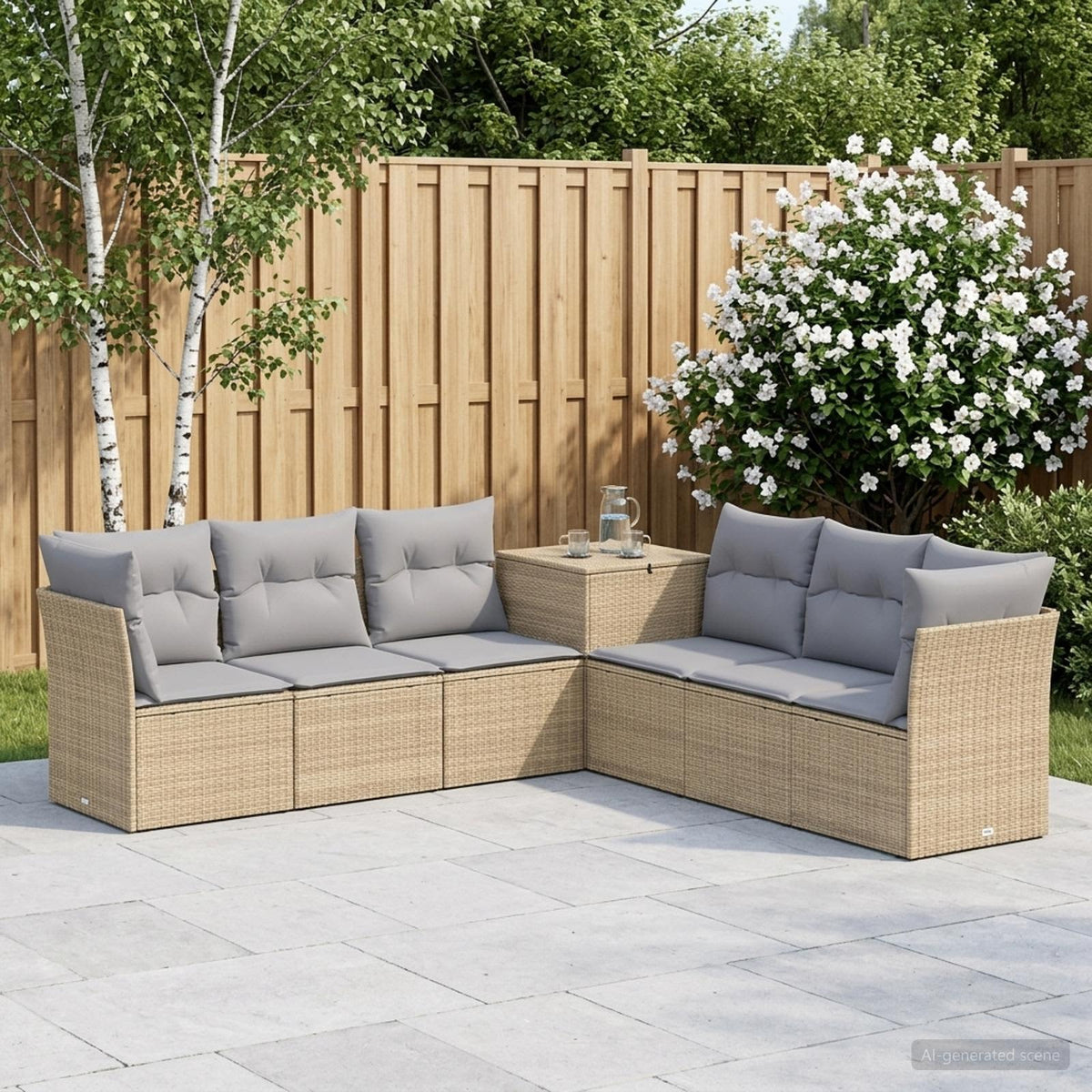 Set sofe 7 kom. Bež i svijetlo siva 234 x 234 x 85 cm