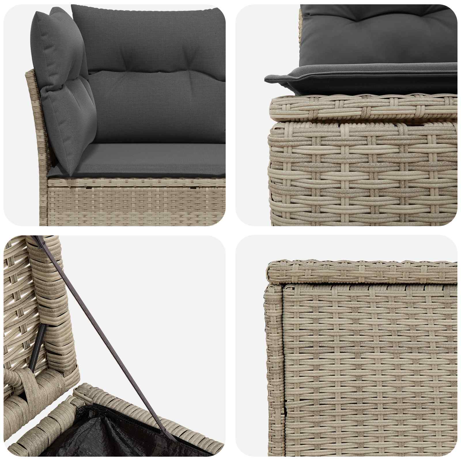 Set sofe 7 pcs Svijetlo siva i tamno siva Poli Rattan i čelik