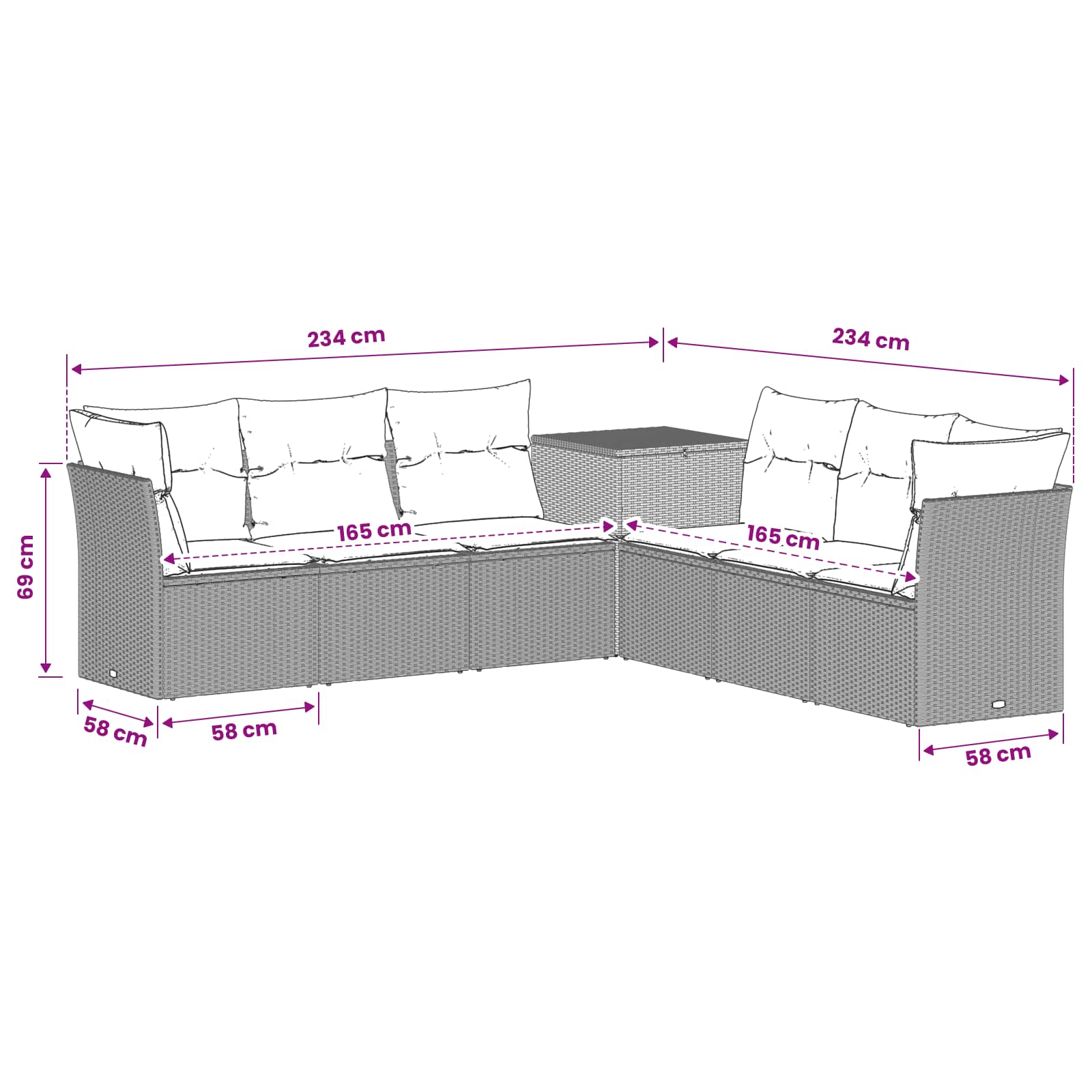 Set sofe 7 pcs Svijetlo siva i tamno siva Poli Rattan i čelik