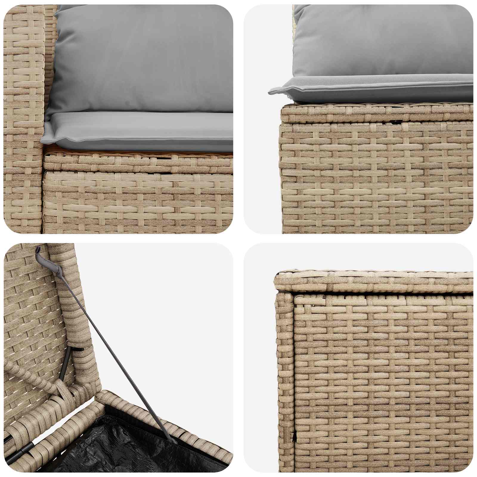 Set sofe 7 pcs Bež i svijetlo siva Poli Rattan i čelik