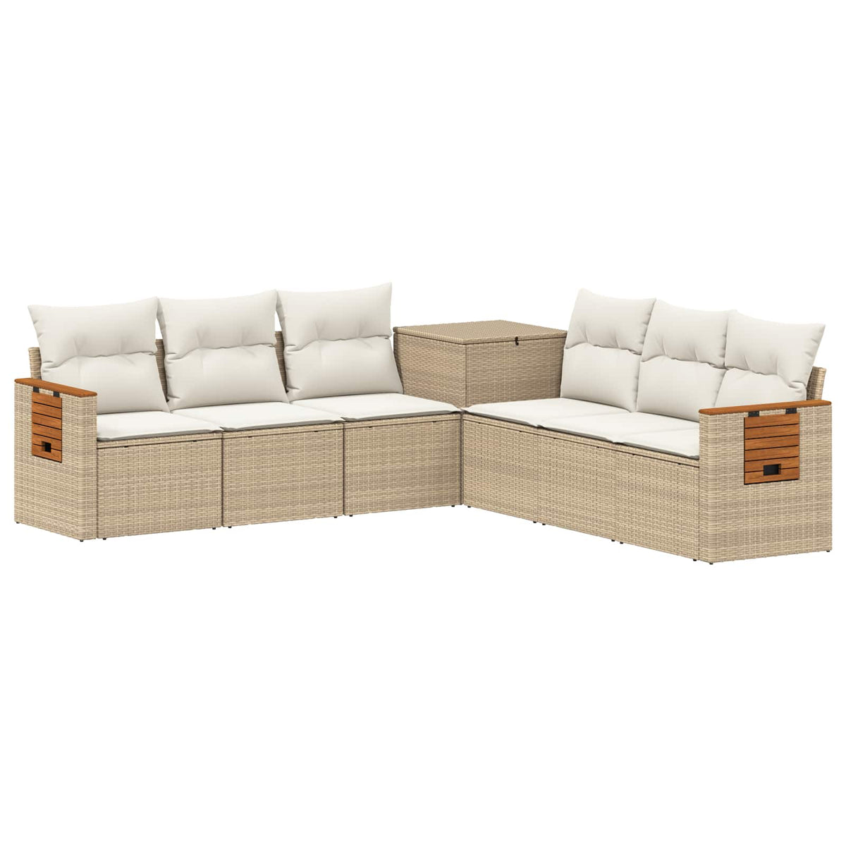 Set sofe 7 kom. Bež i krem bijela Poli Rattan i čelik
