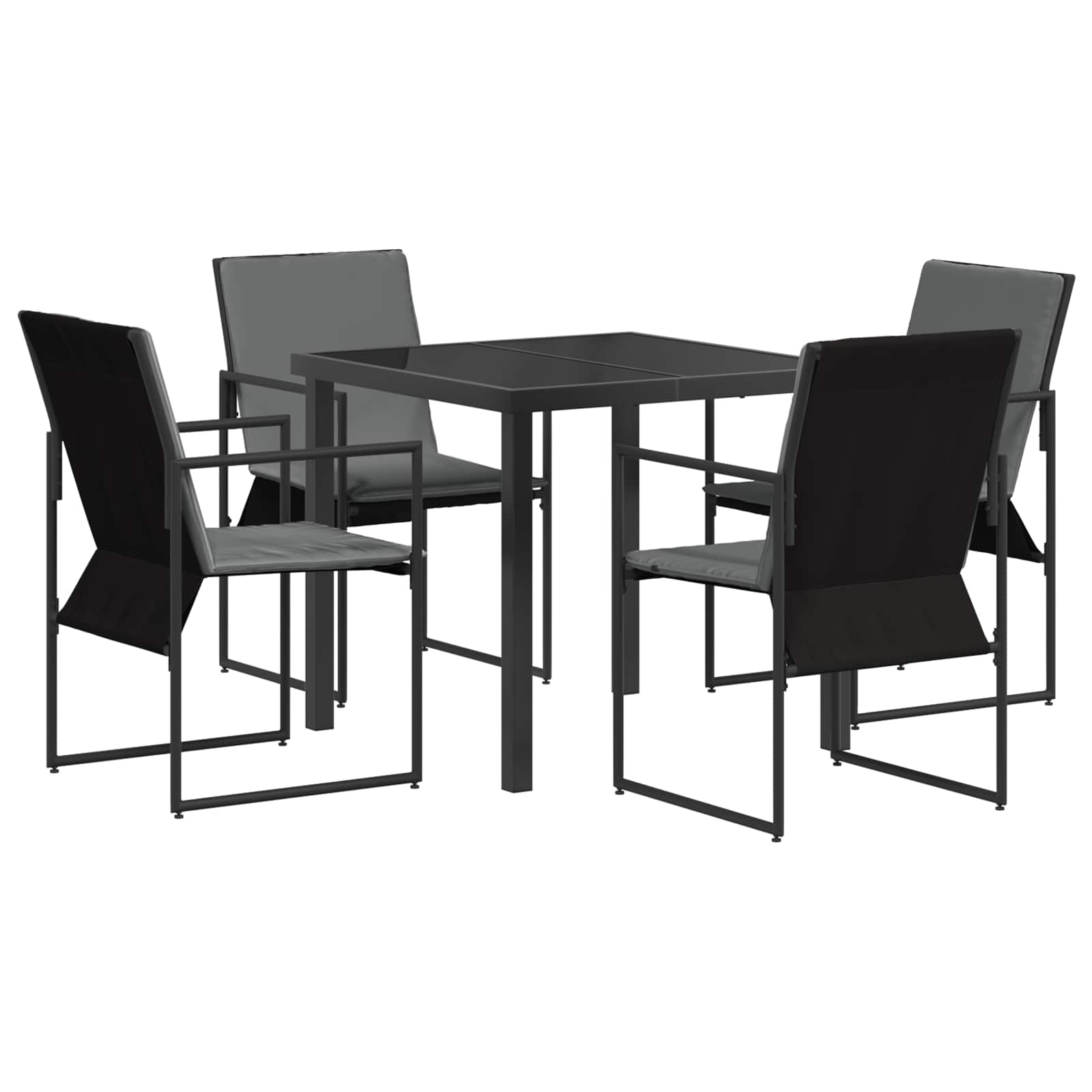 Vrtni set za objed 5 pcs Crna i antracit 80 x 80 x 73 cm