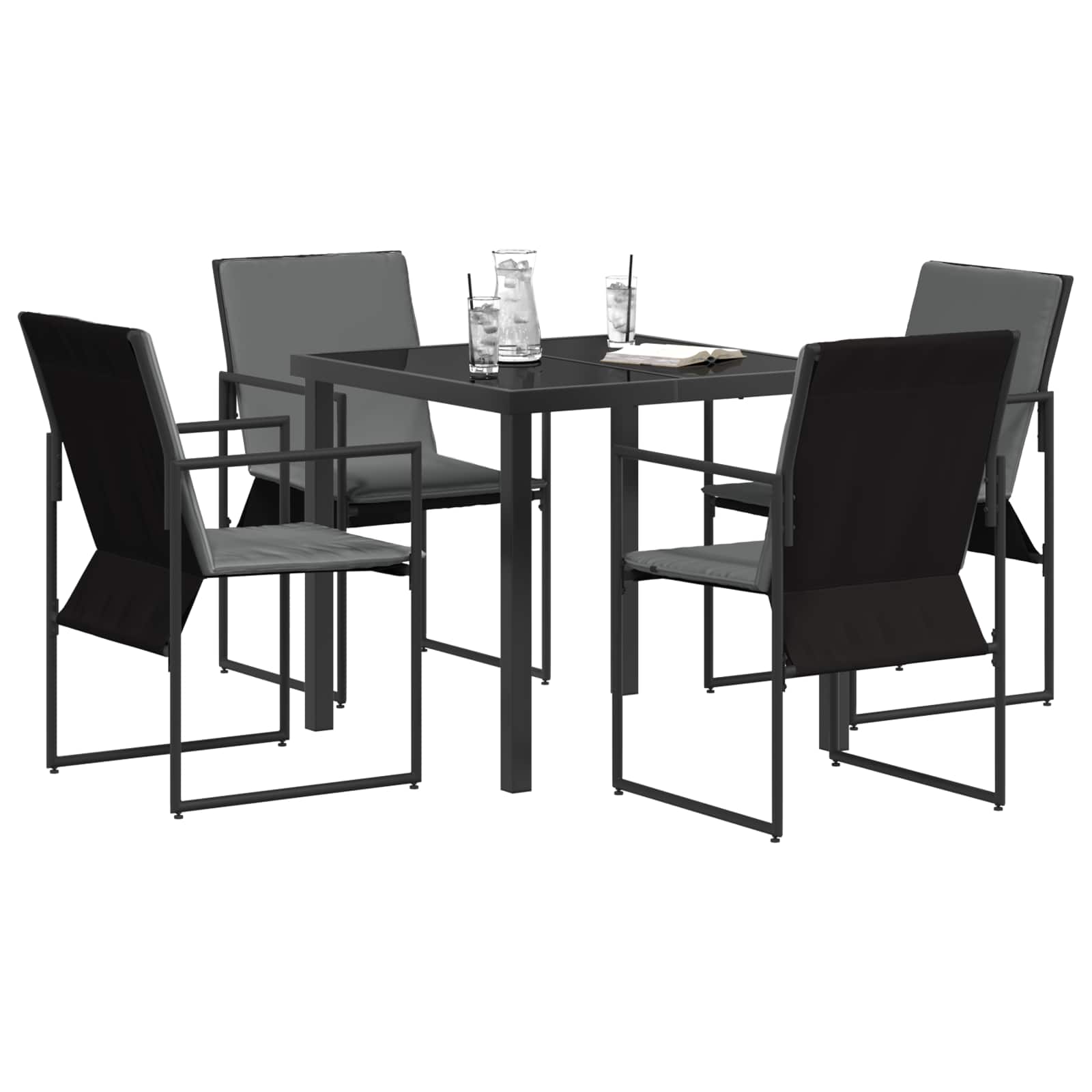 Vrtni set za objed 5 pcs Crna i antracit 80 x 80 x 73 cm