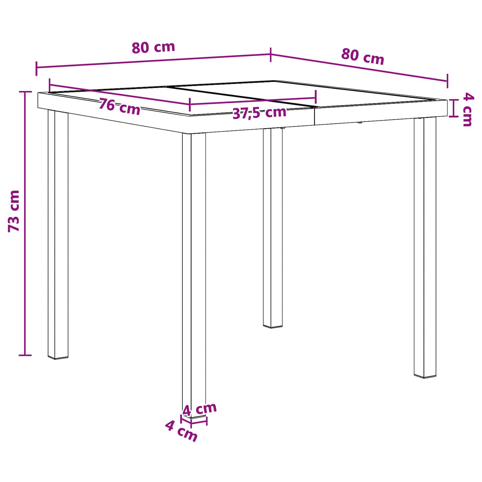 Vrtni set za objed 5 pcs Crna i antracit 80 x 80 x 73 cm