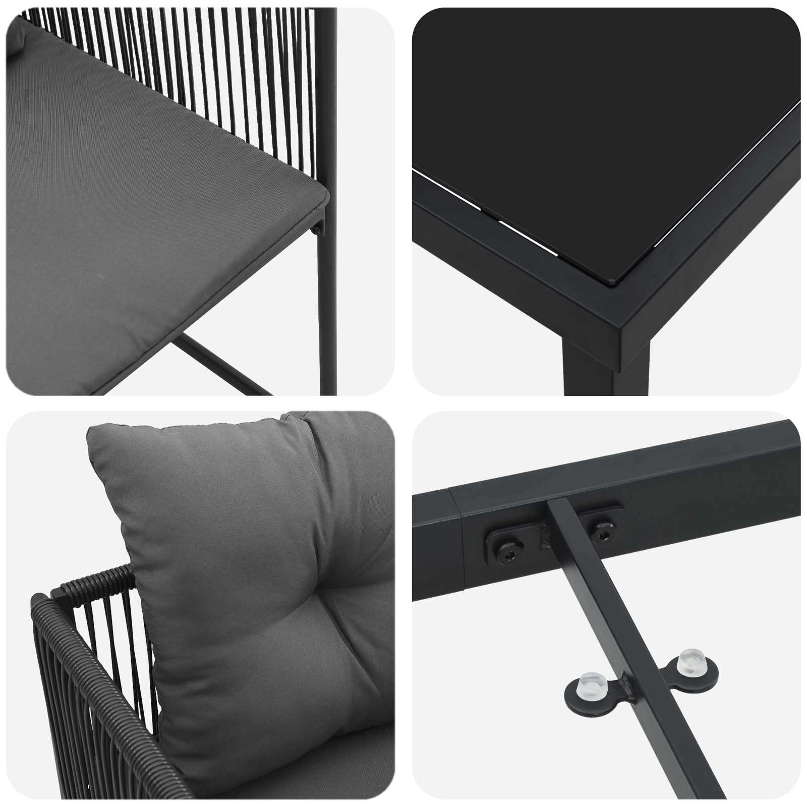 Vrtni set za objed 9 pcs Crna i antracit 160 x 80 x 73 cm