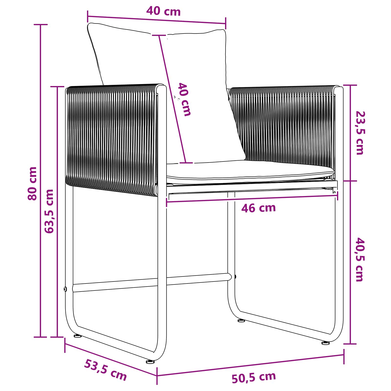 Vrtni set za objed 9 pcs Crna i antracit 160 x 80 x 73 cm