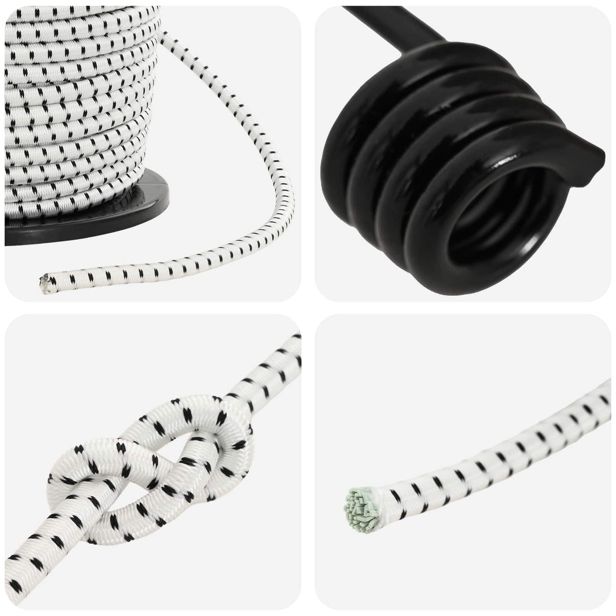 Bungee užadi s kukama 8 mm Crna i bijela PP i guma