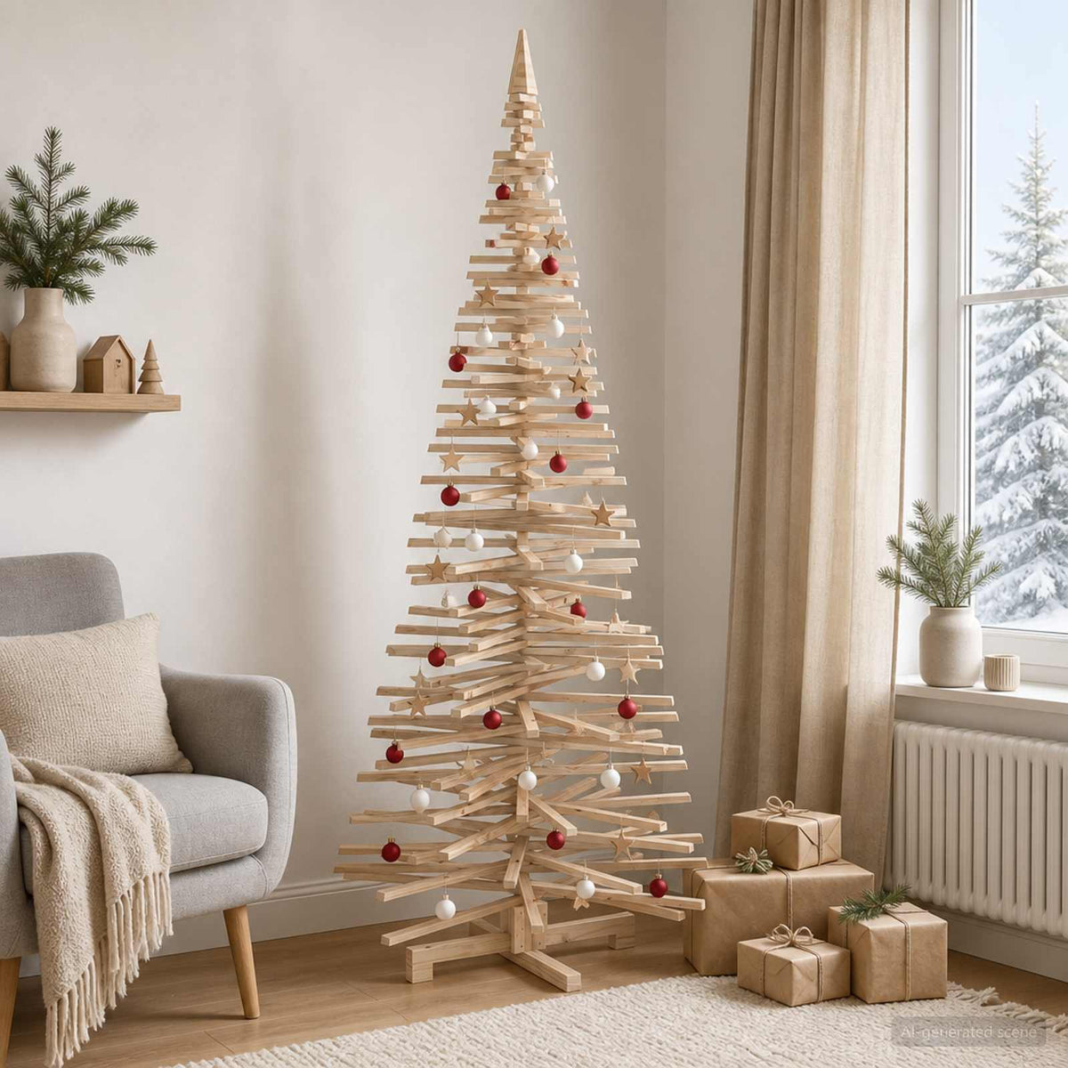 Drveno božićno drvce KOTKA 240 cm Masivna borovina Prirodno