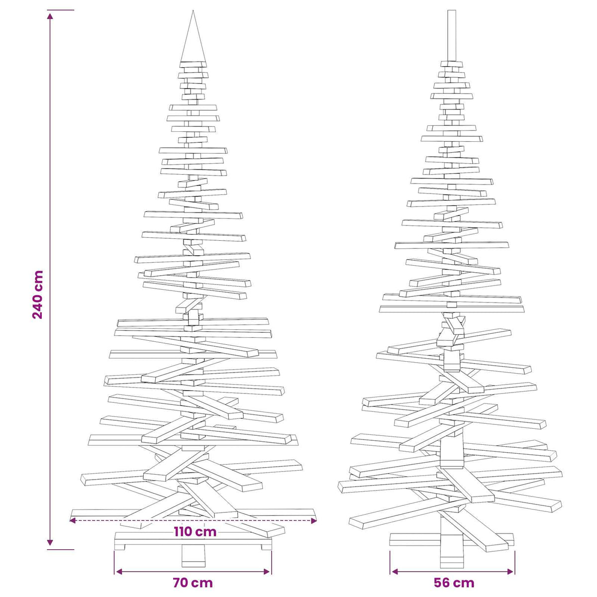 Drveno božićno drvce KOTKA 240 cm Masivna borovina Prirodno