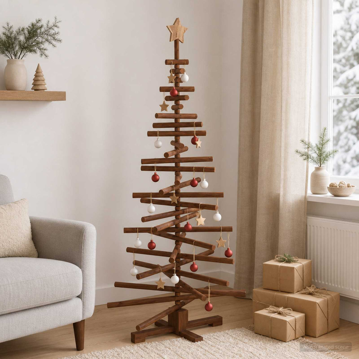 Drveno božićno drvce KOTKA 150 cm Masivna borovina