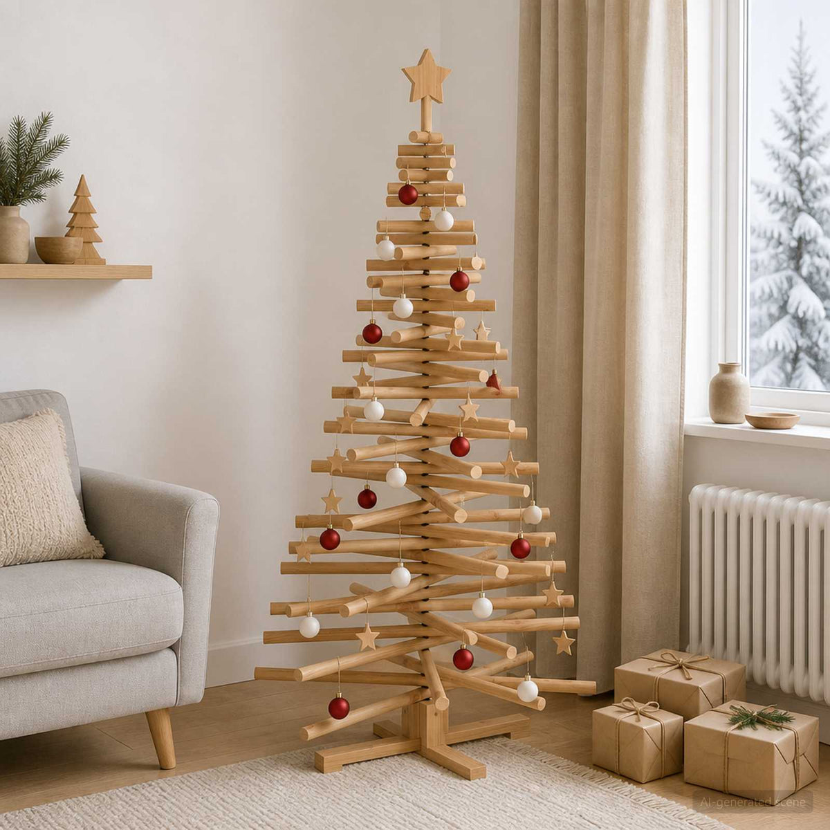 Drveno božićno drvce KOTKA 150 cm Masivna borovina