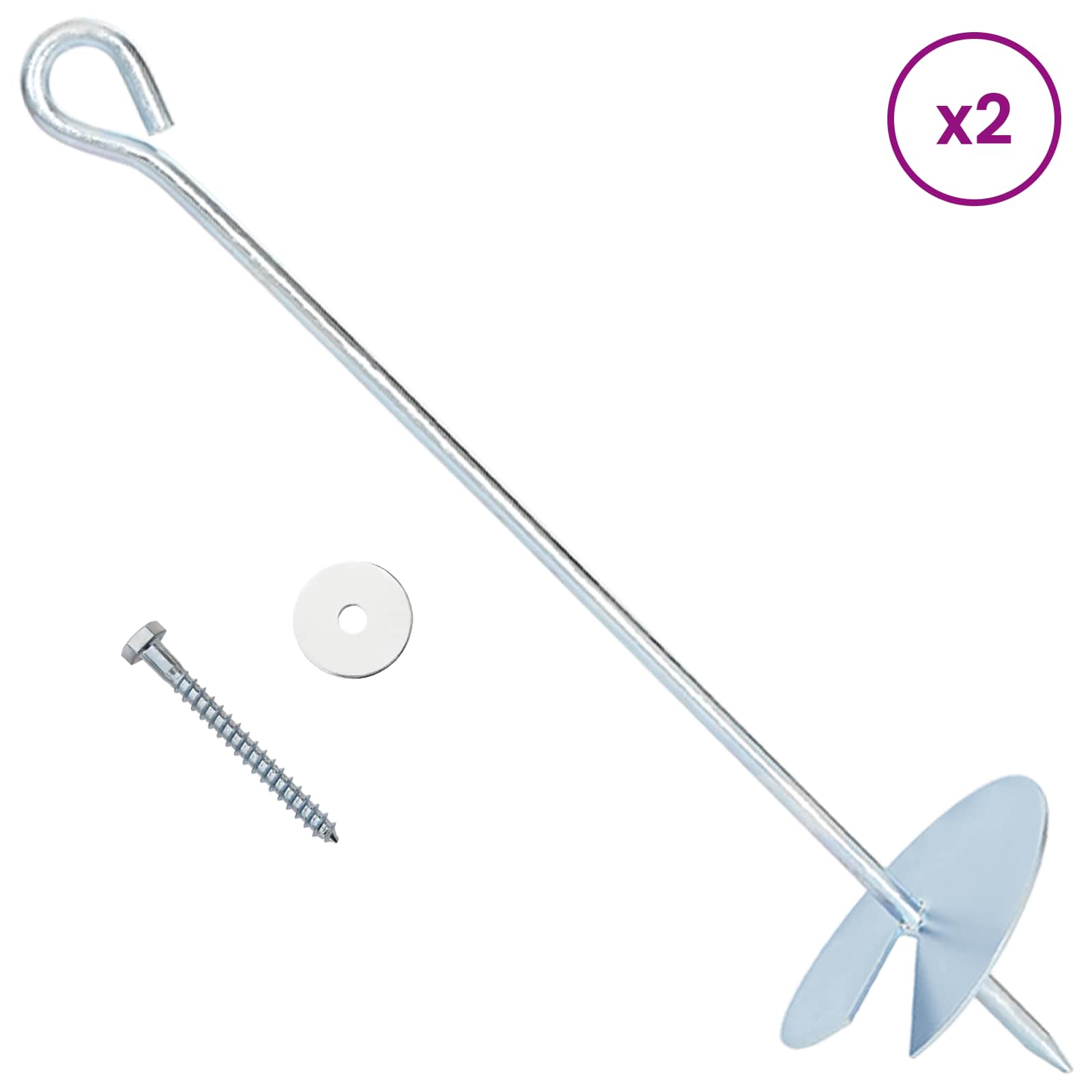 Zemaljska sidra 10 pcs Srebrna Ø10 x 40 cm Galvanizirani metal