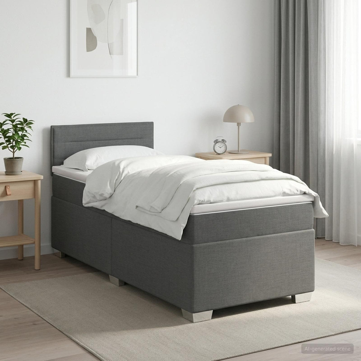 Boxspring krevet s madracem Tamnosiva 80 x 200 cm Tkanina