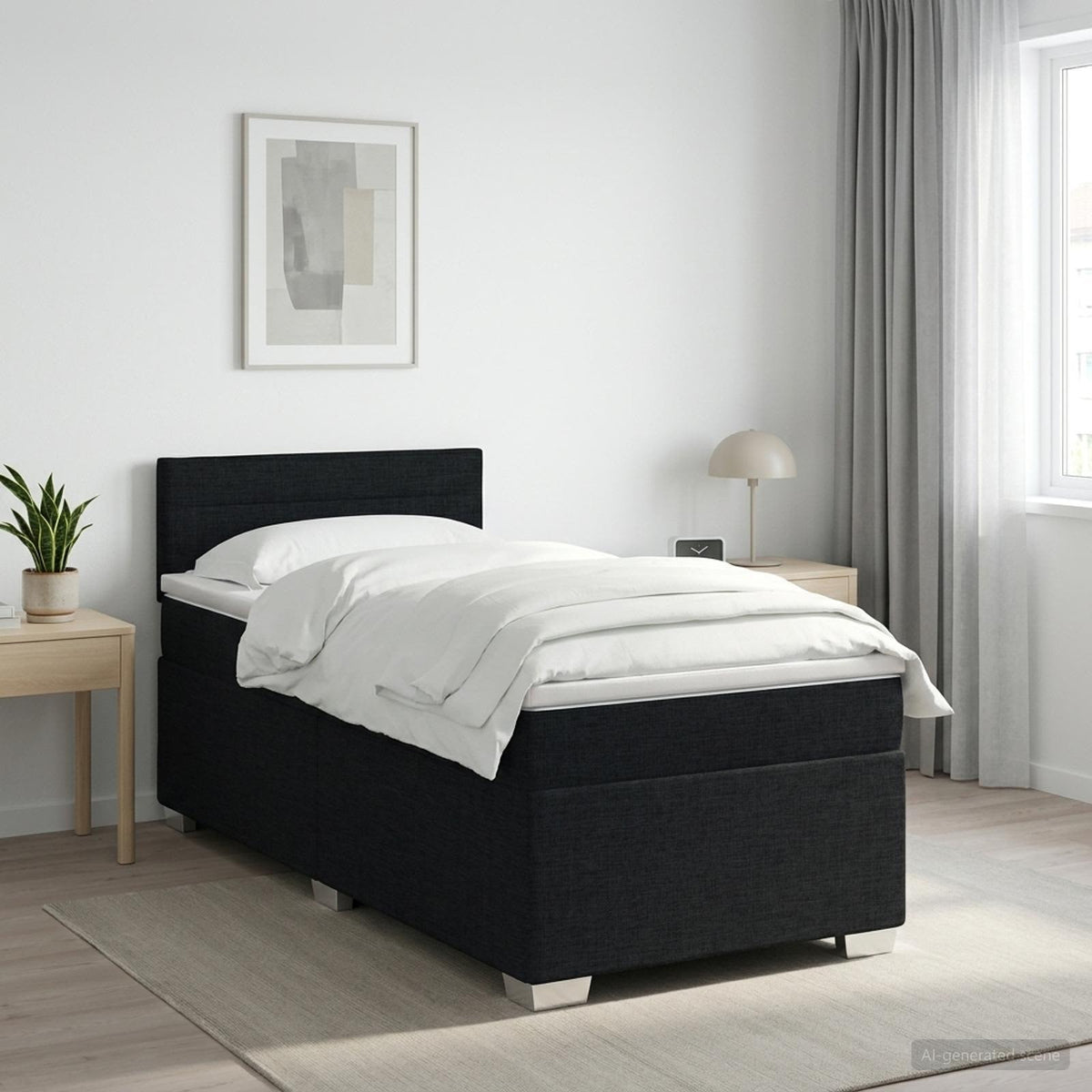 Boxspring krevet s madracem Crna 90 x 190 cm Tkanina