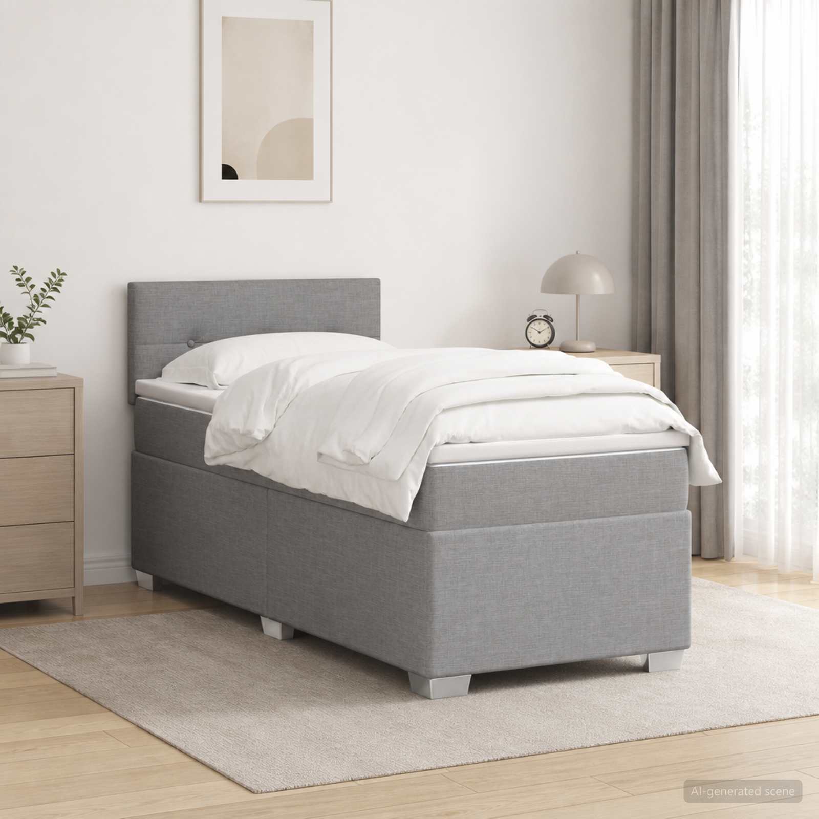 Boxspring krevet s madracem Svjetlosiva 100 x 200 cm Tkanina