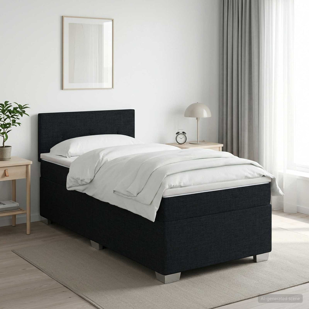 Boxspring krevet s madracem Crna 90 x 190 cm Tkanina